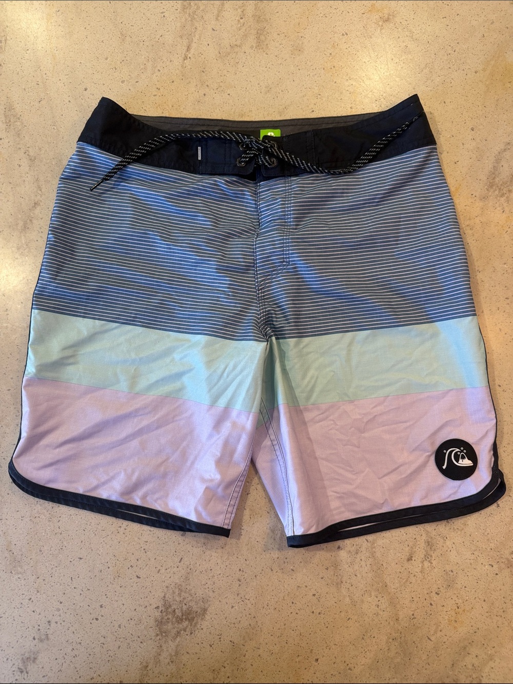 Quiksilver Men's Pastel Stripe Boardshorts - Blue, Mint & Lavender